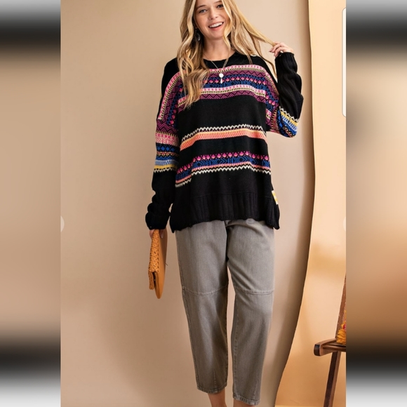 🥳Sale Easel bohemian distressed multi color lightweight sweatshirt